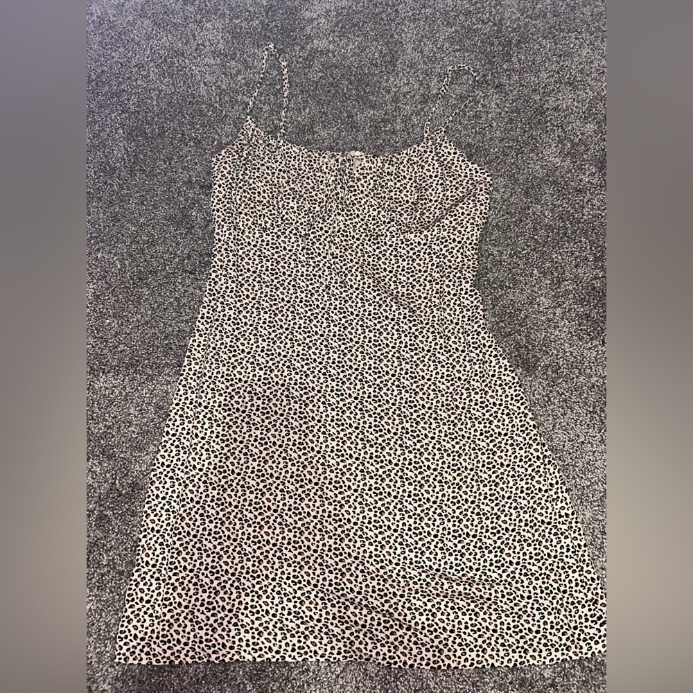 Pacsun keywhole tie front leopard dress